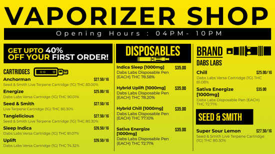 Vaporizer Shop Digital Menu | Cannamako design tool