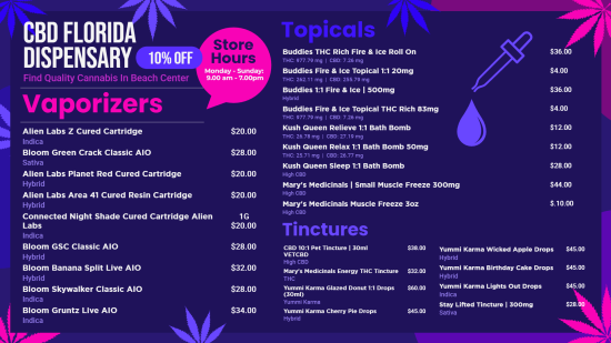 Stunning CBD Vape Signage Menu Ideas | Cannamako Cannabis (Marijuana) dispensary menu maker