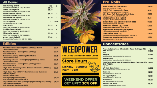 Marijuana digital menu Template | Cannamako design tool