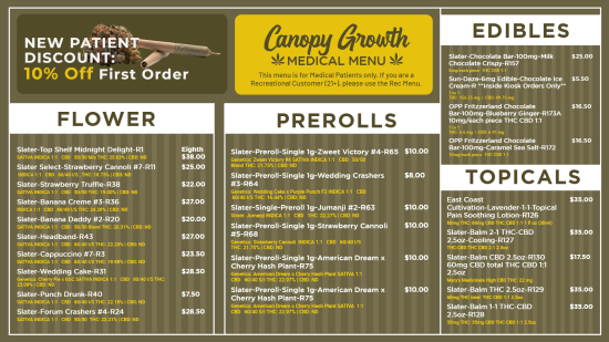 Cannabis digital menu Template | Cannamako Cannabis (Marijuana) dispensary menu maker