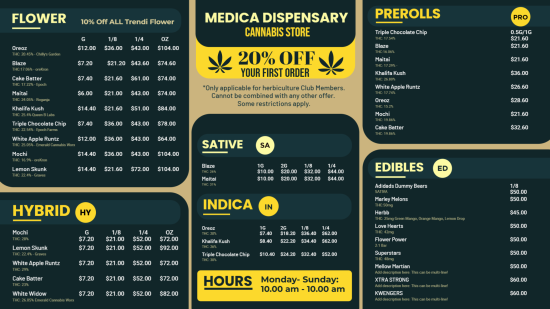 Cannabis/marijuana dispensary menu | Cannamako design tool