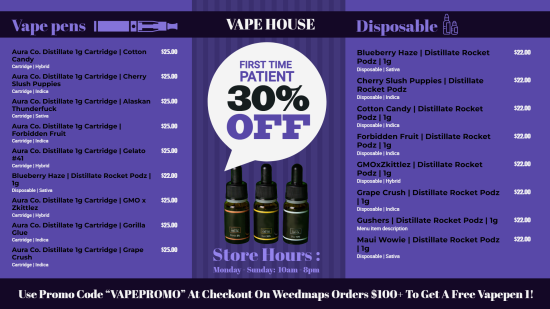 Dispensary Vape Menu | Cannamako design tool