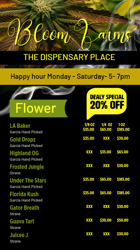 The Dispensary Digital Menu Template 