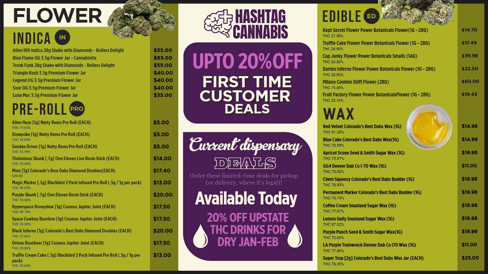 Best Flower Dispensary Digital Menu Template | Cannamako Marijuana menu design tool