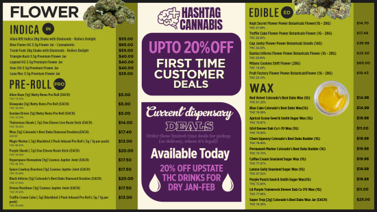 Best Flower Dispensary Digital Menu Template | Cannamako Cannabis (Marijuana) dispensary menu maker