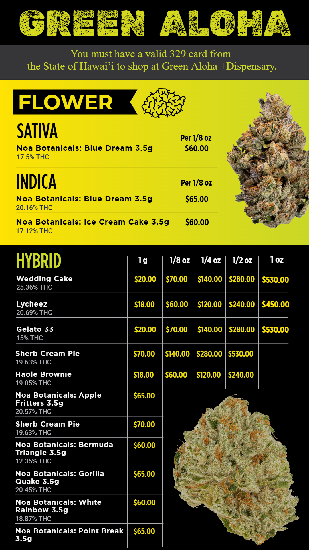 Dispensary Digital Flower Menu Ideas | Cannamako Marijuana menu design tool