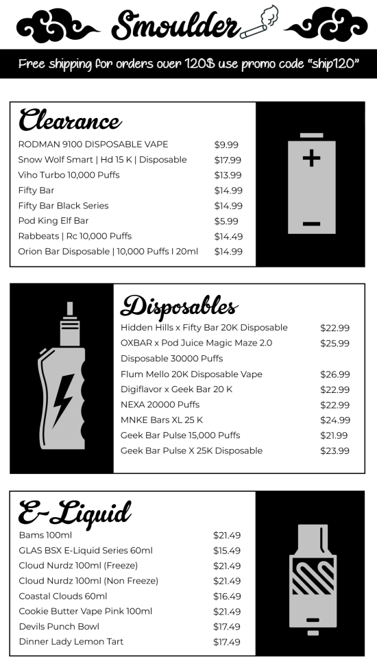 Digital vape menu design | Cannamako design tool