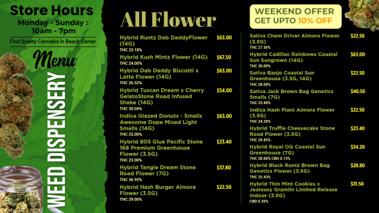 Marijuana Flower Menu maker