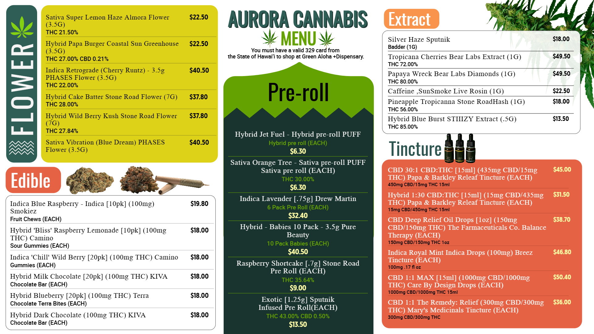 Cannabis Dispensary menu Design | Cannamako Marijuana menu design tool